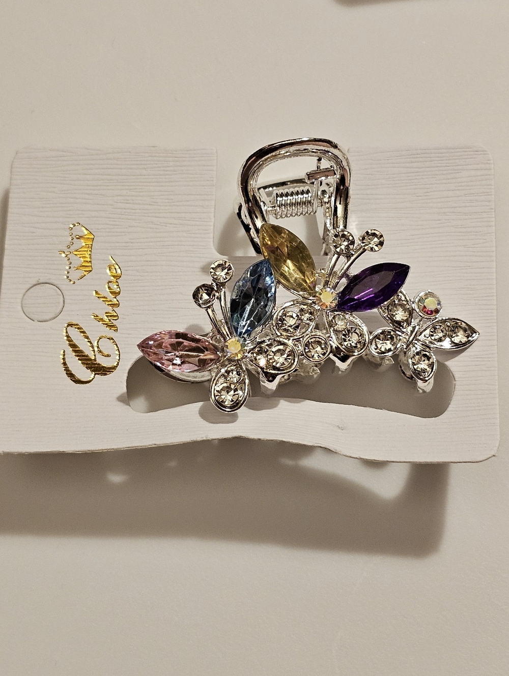 Crystal Butterfly Multi-Color Rhinestone Hair Claw